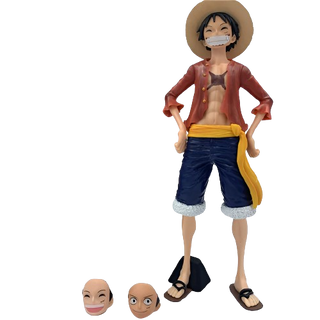 ONE PIECE MONKEY D LUFFY WITH 3 DIFFERENT FACES ACTION FIGURINE PIRATE ANIME FIGURE WEEB MANGA TOY COLLECTIBLE